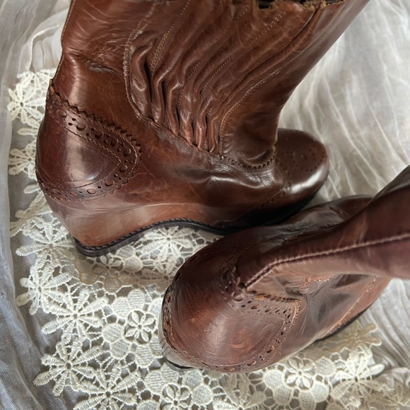 Wedge Ankle Boots Cognac Brown - size 6.5 - 7 - Picture 7 of 10